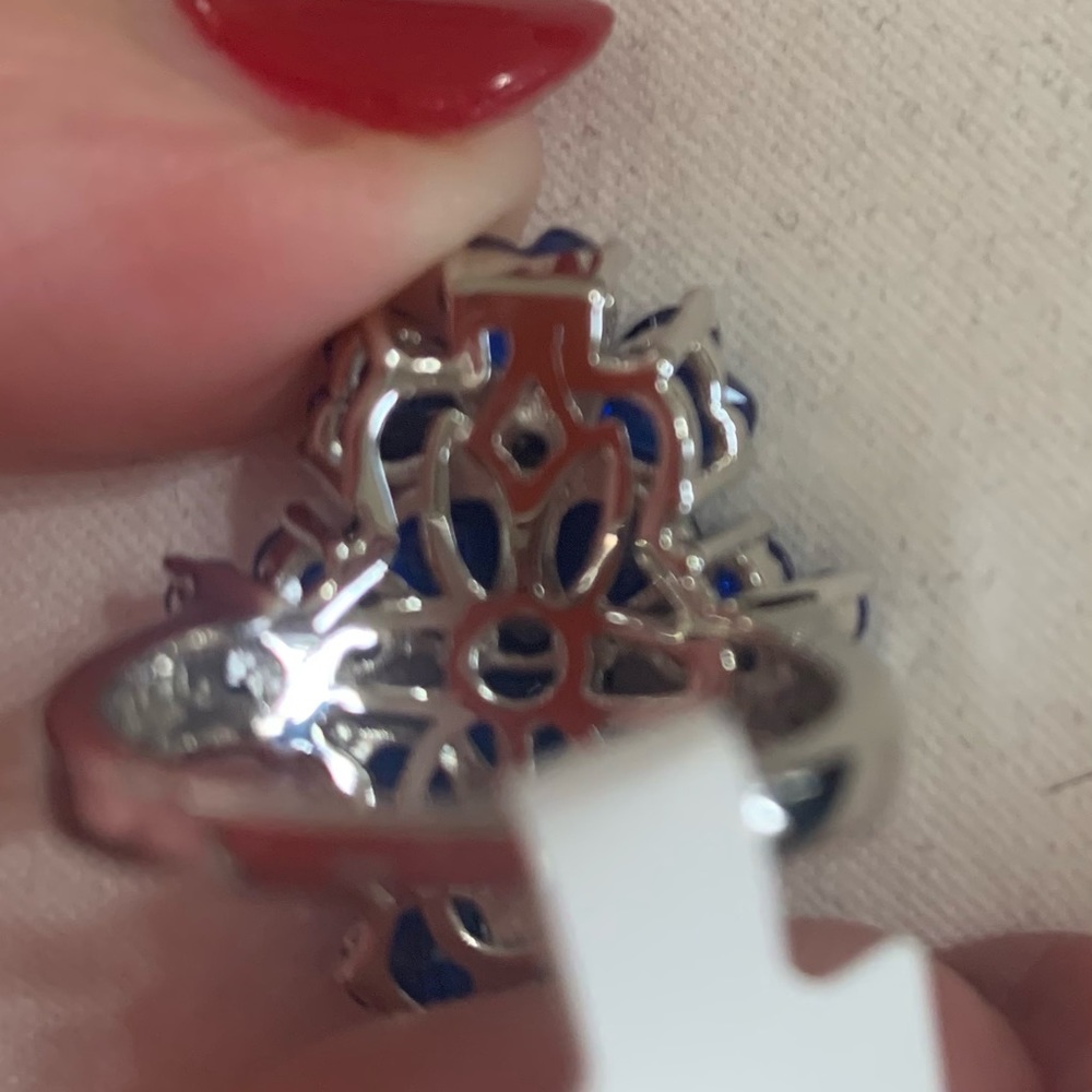 NWT JTV 4.42CTW Heart Shape & Round Blue Spinel Sterling Silver Ring - Picture 6 of 7
